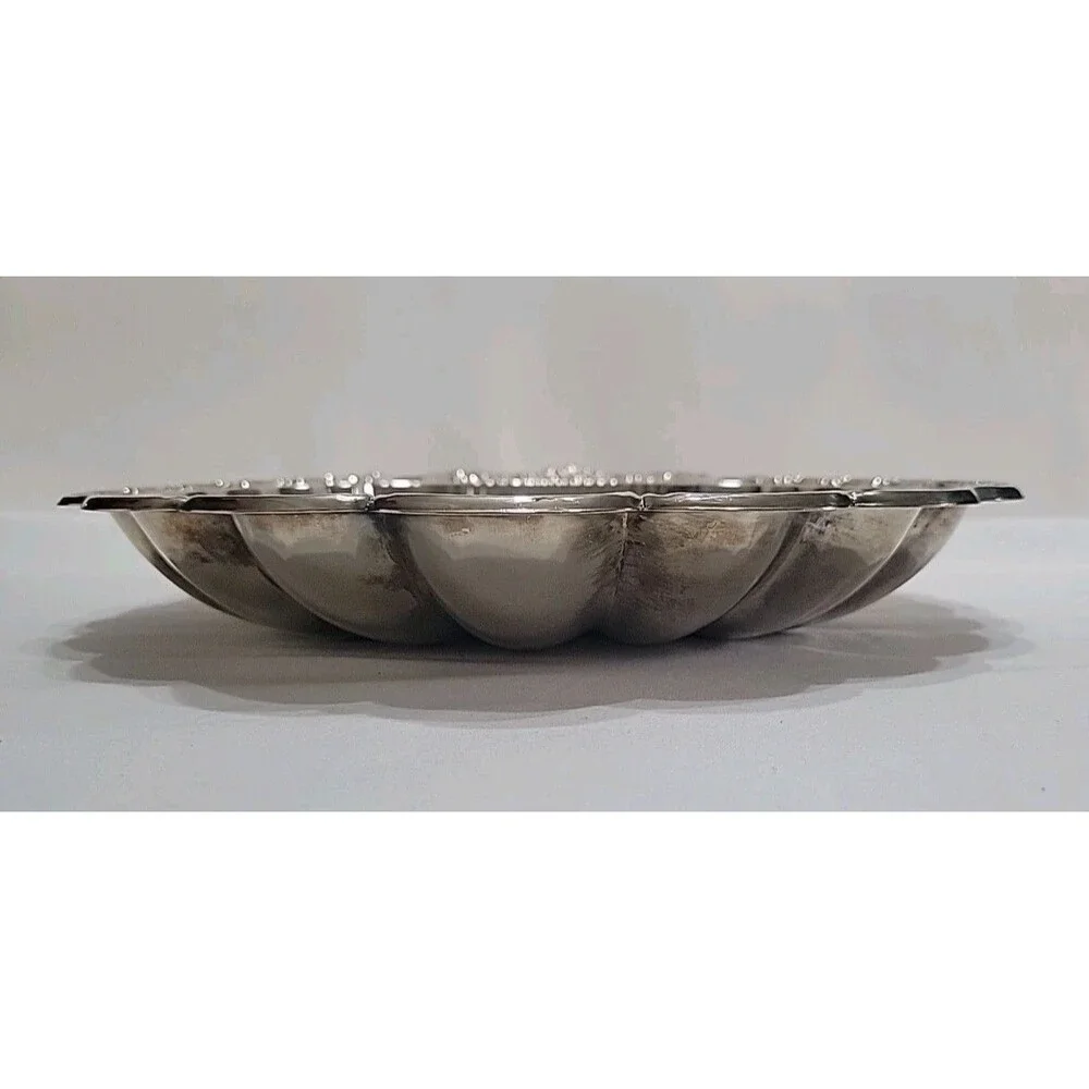 VTG Large Elegance E.P. Steel Clam Shell Serving Dish Tray - Ornate Floral 14